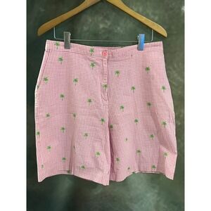 Lily's of Beverly Hills Vintage Pink Gingham Palm Tree Shorts Size 14